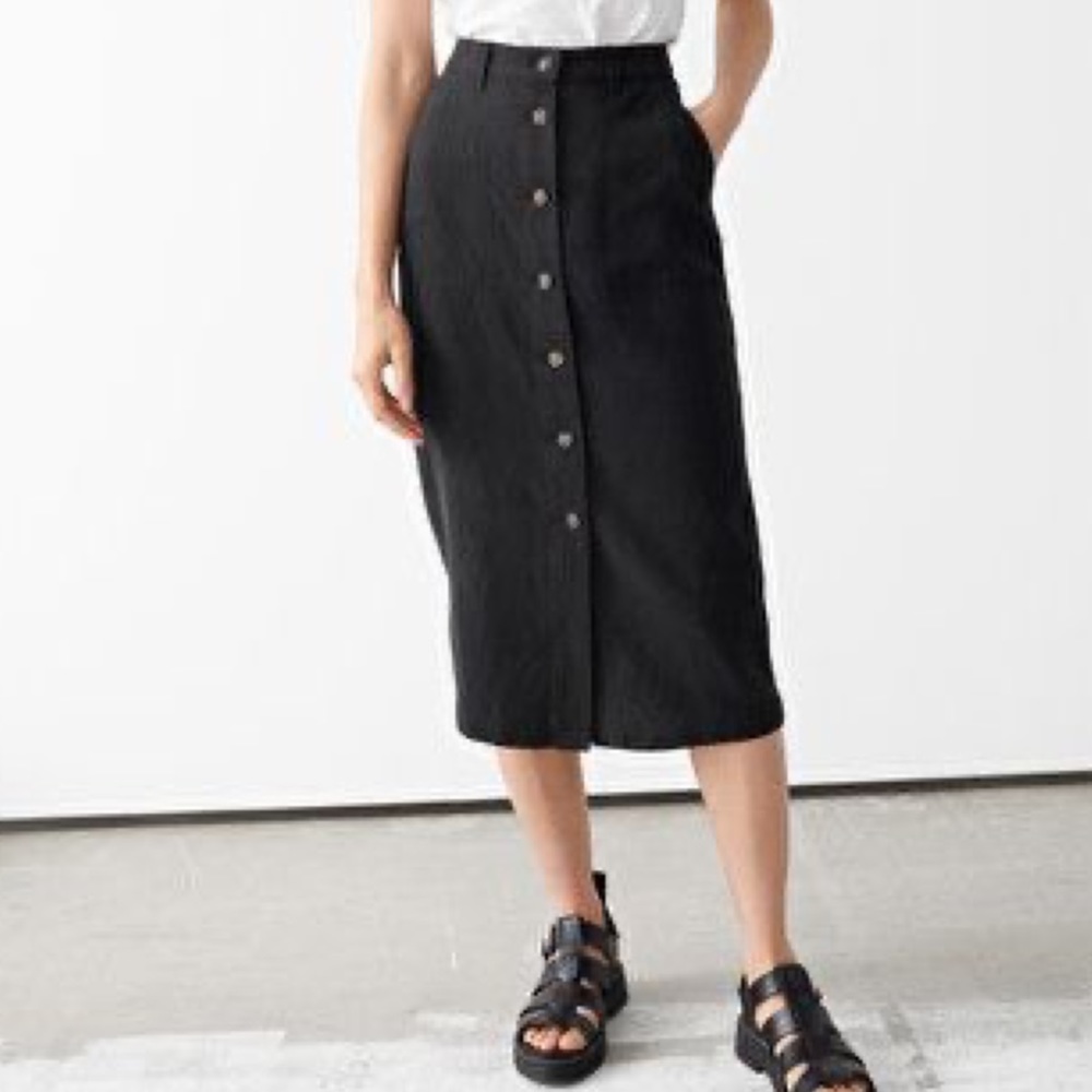 & OTHER STORIES Pencil Button Front Midi Skirt